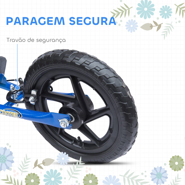 Trotinete para Crianças acima de 5 anos Scooter de 2 Rodas Grandes de 12 Polegadas com Freio e Guidão Ajustável em Altura Carga Máx. 100kg 120x52x80-88cm Azul