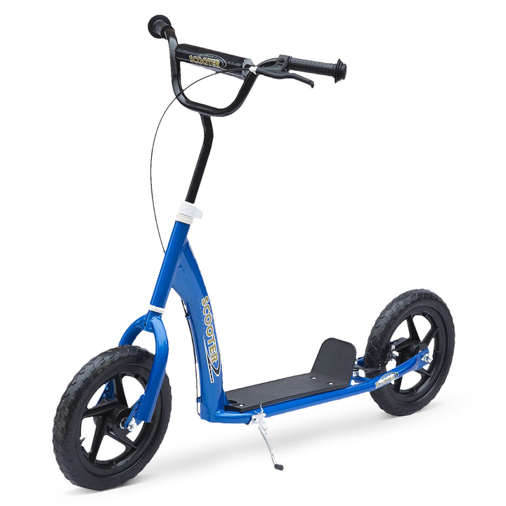 Trotinete para Crianças acima de 5 anos Scooter de 2 Rodas Grandes de 12 Polegadas com Freio e Guidão Ajustável em Altura Carga Máx. 100kg 120x52x80-88cm Azul