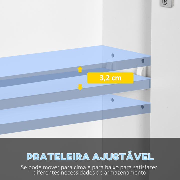 Armário Casa de Banho com Espelho e Luzes LED Armário com Espelho para Casa de Banho com Prateleiras Ajustáveis e USB Móvel para Casa de Banho Estilo Moderno 90x15x75 cm Branco
