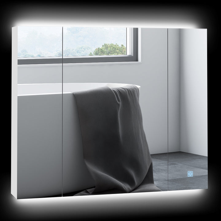 Armário Casa de Banho com Espelho e Luzes LED Armário com Espelho para Casa de Banho com Prateleiras Ajustáveis e USB Móvel para Casa de Banho Estilo Moderno 90x15x75 cm Branco