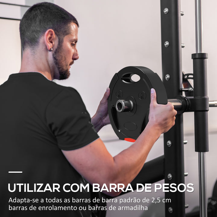 Conjunto de Discos de Pesos de 4 Peças Discos de Pesos 2x10 kg e 2x5 kg com Orifícios de 2,5 cm para Treino Fitness em Casa Ginásio Preto