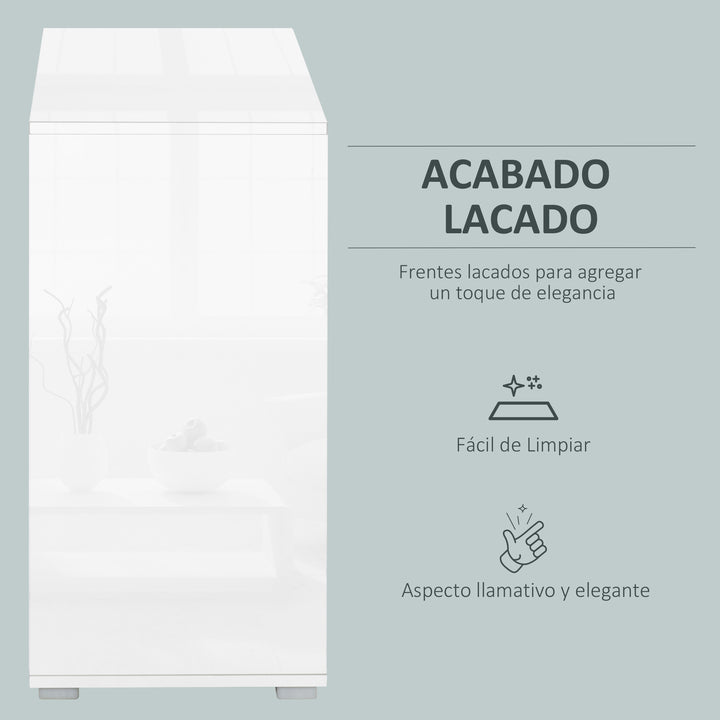 Aparador Auxiliar com 2 Portas 2 Gavetas e Prateleira Ajustável Abertura a Pressão Móvel Organizador de Armazenamento para Dormitório Sala de Estar 79x36x74cm Cinza