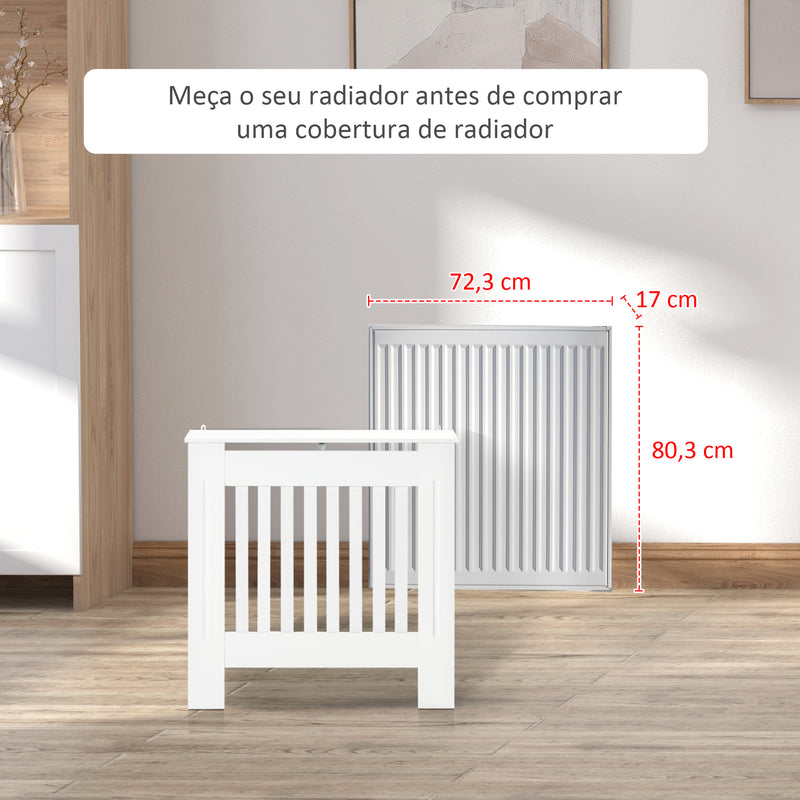 Cobertura Radiador Branca 78x19x81 cm Cobertura para Radiador de MDF com Desenho Moderno e Prateleira para Sala de Estar Dormitório