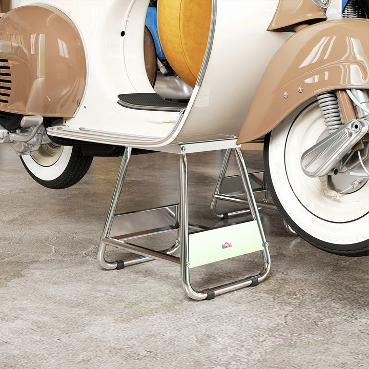 Suporte para Motocicleta Cabalete Tipo Suporte Elevador de Motocross de Aço Carga 500 kg com Plataforma de Borracha Antiderrapante e Área para Reparação e Estacionamento 36x40x40,5 cm Cinza