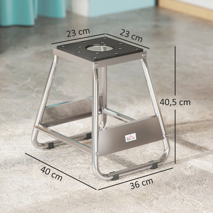 Suporte para Motocicleta Cabalete Tipo Suporte Elevador de Motocross de Aço Carga 500 kg com Plataforma de Borracha Antiderrapante e Área para Reparação e Estacionamento 36x40x40,5 cm Cinza