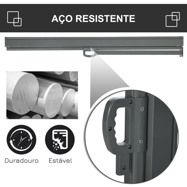 Toldo Lateral Retrátil para Terraço Pátio ou Jardim Toldo de Privacidade para Exterior Dobrável 300x160 cm Cinza