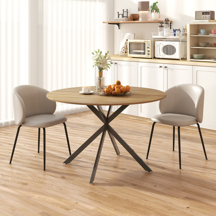 Mesa de Refeição Redonda para 4 Pessoas Mesa de Cozinha Industrial com Estrutura de Aço Ø120x75 cm Madeira