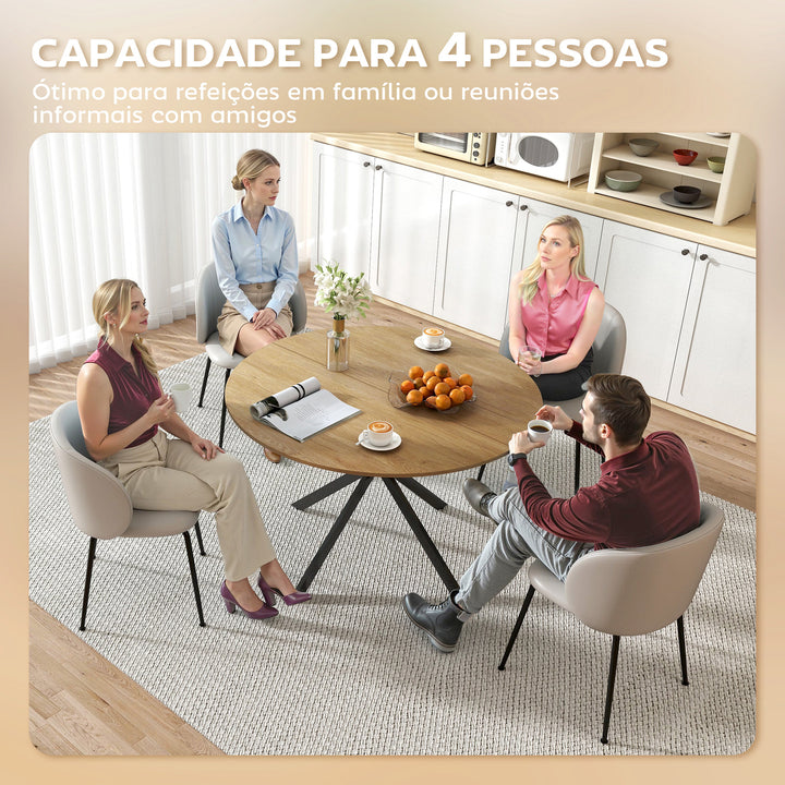 Mesa de Refeição Redonda para 4 Pessoas Mesa de Cozinha Industrial com Estrutura de Aço Ø120x75 cm Madeira
