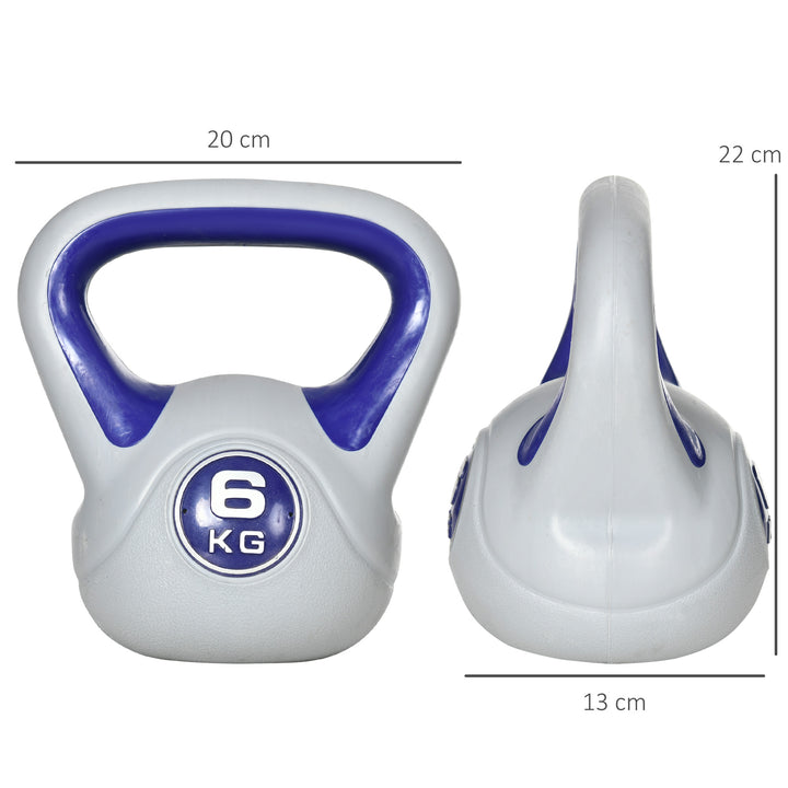 Kettlebell 6 kg Peso Russo com Revestimento de PU e Enchimento de Areia para Treinamento em Casa Ginásio 20x13x22 cm Roxo e Cinza