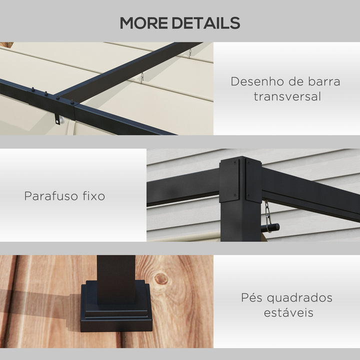 Pérgola 298x213x221 cm Pérgola de Jardim com Teto Retrátil de Poliéster com Revestimento Resistente para Celebrações Festas Casamento Creme