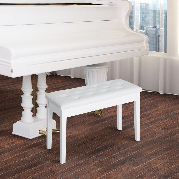 Banco de Piano Banco para Piano com Espaço de Armazenamento Assento de Couro Sintético Acolchoado Carga Máxima 200 kg 76x36x50 cm Branco