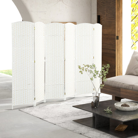 Biombo de 6 Painéis Separador de Ambientes Dobrável 240x170 cm Biombo Separador de Ambientes para Sala de Estar Dormitório Escritório Branco