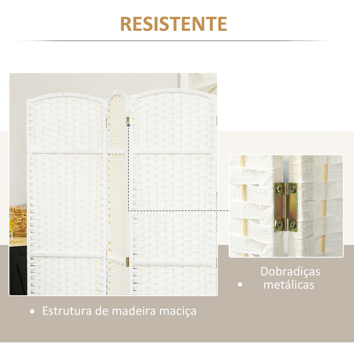 Biombo de 6 Painéis Separador de Ambientes Dobrável 240x170 cm Biombo Separador de Ambientes para Sala de Estar Dormitório Escritório Branco