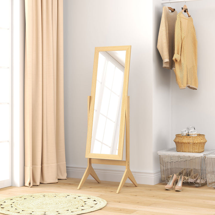 Espelho de Pé para Maquilhagem Reclinável com Estrutura de Madeira para Dormitório Vestidor 47x46x148 cm Carvalho