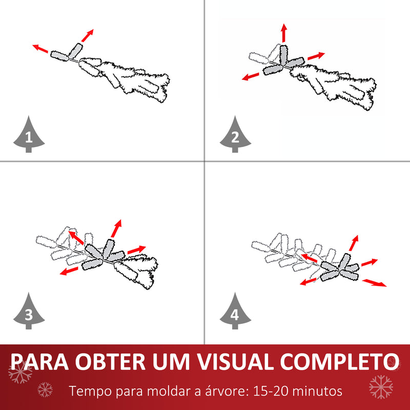 Árvore de Natal 150 cm Árvore de Natal Automática com 378 Ramos 41 Decorações Suporte em Aço Base Dobrável e Removível para Sala Verde