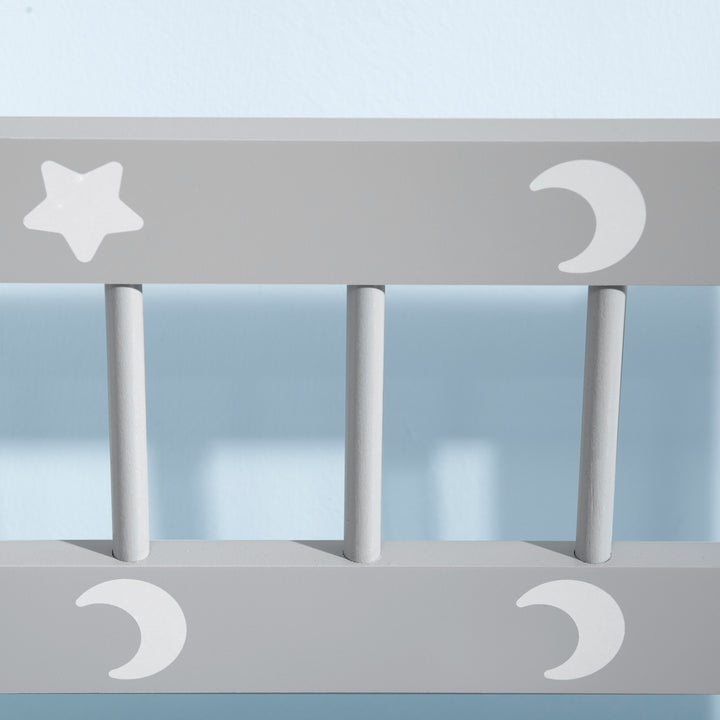 Baú Infantil 2 em 1 Organizador de Brinquedos para Crianças acima de 18 Meses Banco de Armazenamento Infantil com Tampa para Dormitório Sala de Jogos Carga 50kg 60x30x50cm Branco e Cinza