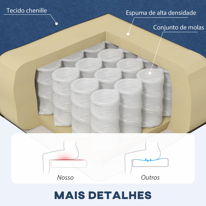 Sofá Chaise Longue Sofá em Forma de L Estofado em Poliéster Sofá de Canto Reversível com 3 Almofadas e Pés de Madeira para Sala de Estar Carga Máxima 180 kg 186x130x84 cm Azul Escuro