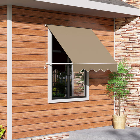 Toldo Manual de Alumínio Retrátil Toldo de Fachada para Exterior com Ângulo Ajustável Impermeável e Tecido de Poliéster 180x70 cm Bege