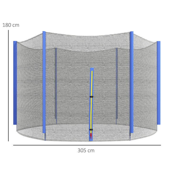 Rede de Segurança para Trampolim Ø305 cm Rede de Substituição de Trampolins para Exterior e Porta com Fecho de Correr para 6 Postes Azul
