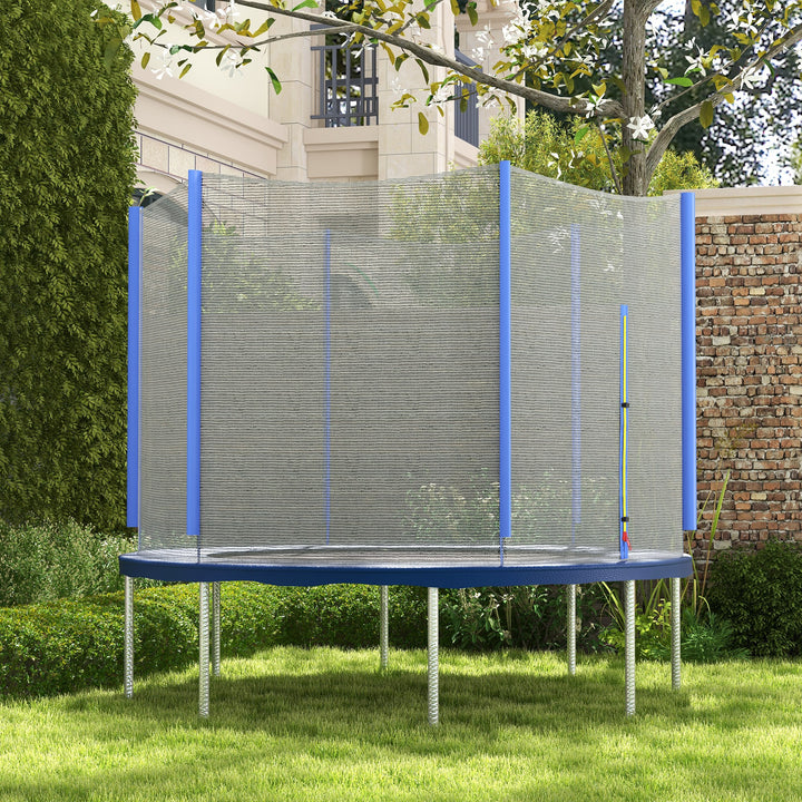 Rede de Segurança para Trampolim Ø305 cm Rede de Substituição de Trampolins para Exterior e Porta com Fecho de Correr para 6 Postes Azul