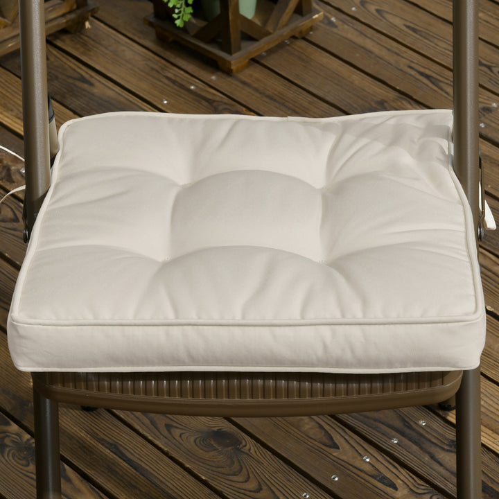 Conjunto de Almofadas para Cadeiras de Jantar 42x42x5 cm Jogo de 4 Peças Almofadas para Cadeiras de Jardim Impermeáveis com 2 Amarras de Fixação Creme