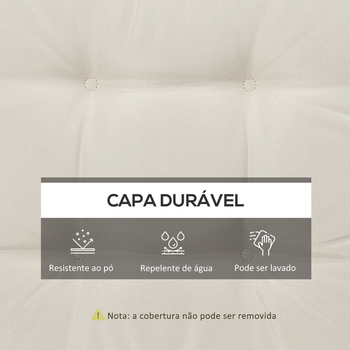 Conjunto de Almofadas para Cadeiras de Jantar 42x42x5 cm Jogo de 4 Peças Almofadas para Cadeiras de Jardim Impermeáveis com 2 Amarras de Fixação Creme