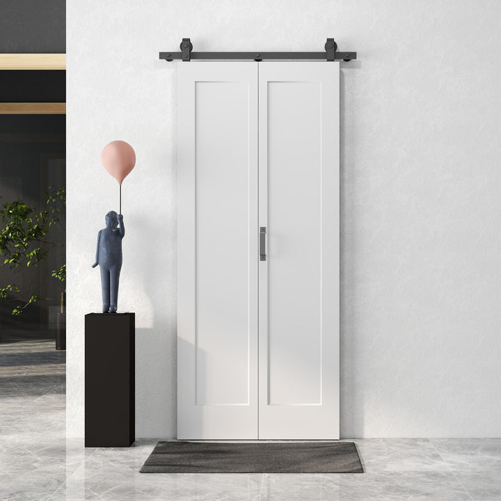 Porta de Correr com Acessórios Porta de Correr Dobrável com Acabamento Elegante Puxador Montagem Fácil para Casa de Banho Sala de Estar Cozinha 90x210 cm Branco