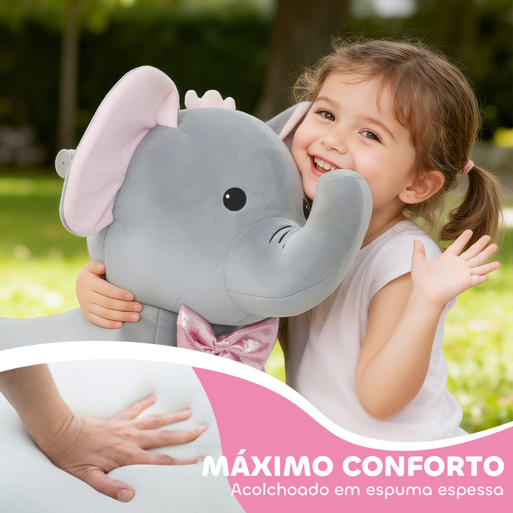 Elefante Elétrico com Música Bateria 6V Veículo de Brinquedo Elétrico Toque Suave Rodas Silenciosas de PU Pedal, Movimento para Frente Presente para Crianças de 1,5 a 5 Anos 74x34x51 cm Cinzento