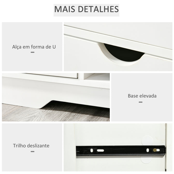 Banco Sapateiro com Assento 2 Prateleiras Bolso Almofada Amovível e 2 Gavetas Banco de Entrada Capacidade para 4 Pares de Sapatos para Entrada Corredor Moderno 80,5x30,5x43,5 cm Branco e Cinza