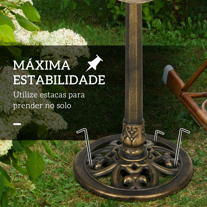 Banho para Pássaros de Jardim ao Ar Livre, Altura 71 cm, Alimentador para Pássaros com Design Folha de Lótus e Acabamento Envelhecido, Leve e Resistente, Bronze