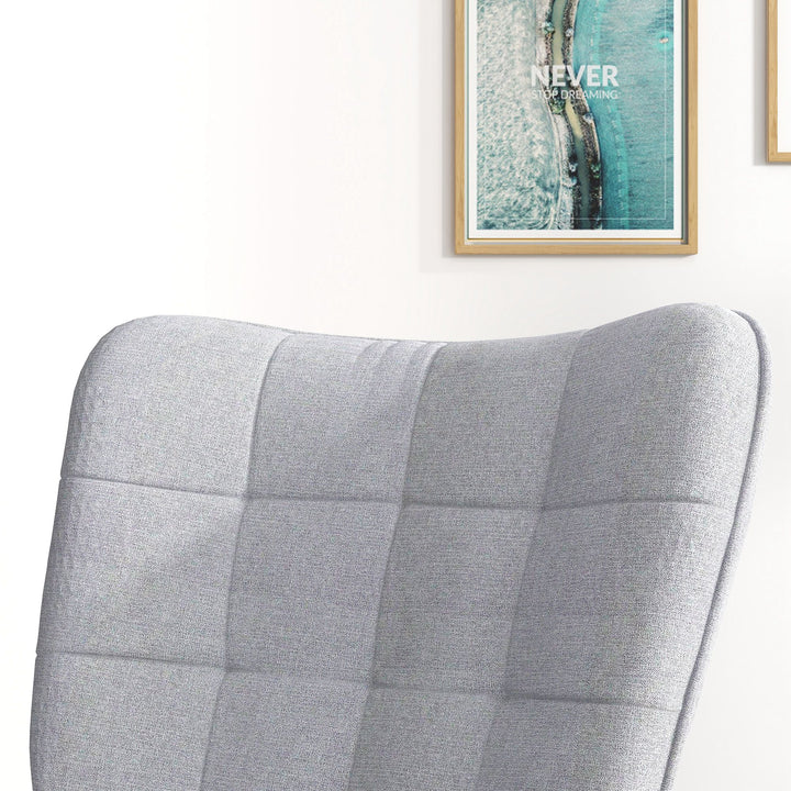 Conjunto de Poltrona Baloiço com Apoio para os Pés Poltrona Relax com Almofada Acolchoada e Anti-Tombo Carga 130 kg Sala de Estar Dormitório 64x89x90 cm Cinzento