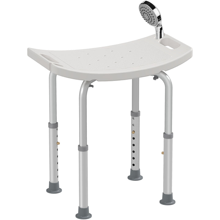 Banco de Duche Banco de Segurança para Duche com Altura Ajustável em 8 Posições com Base de Borracha Antiderrapante 50x50,6x39,5-56,5 cm Branco