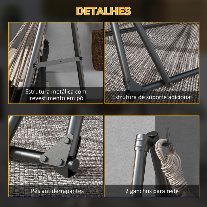 Suporte para Cama Rede Dobrável Portátil 2 em 1 Suporte para Cadeira Suspensa com Estrutura Metálica e Bolsa de Transporte Carga Máxima 120 kg para Redes de até 2,5 m e Cadeiras de 1,5 m de Comprimento Preto