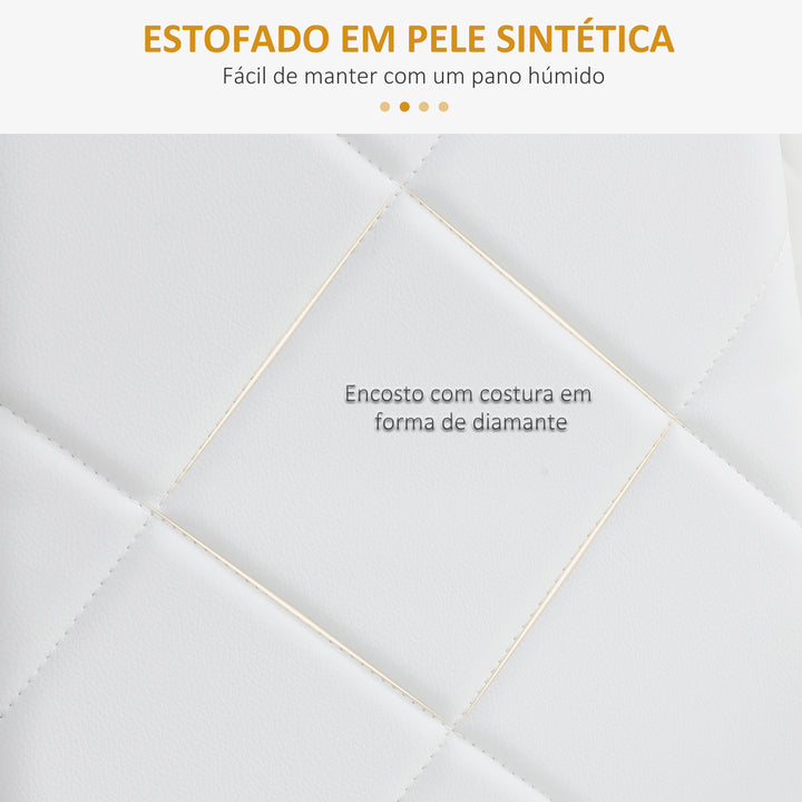 Conjunto de 4 Cadeiras de Sala de Jantar Estofadas em Couro Sintético Cadeiras de Cozinha com Encosto Alto e Pés de Aço Carga Máxima 120kg 41x50x97cm Branco