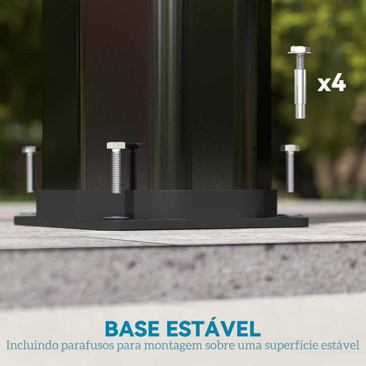 Duche de Jardim Solar 35 L Duche Solar Exterior com 2 Cabeçais Giratórios Torneiras para Pés e Água Quente Até 55 °C para Piscina Campismo Pátio 73x18x217 cm Preto