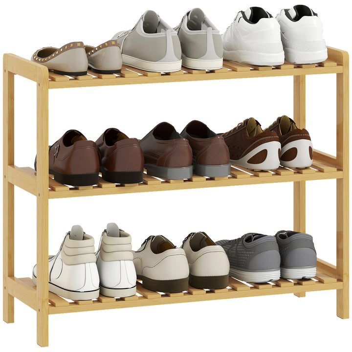 Sapateira de Madeira Estante para Sapatos de 3 Níveis para até 9 Pares de Sapatos para Entrada Corredor Dormitório 70x26x57,5cm Madeira