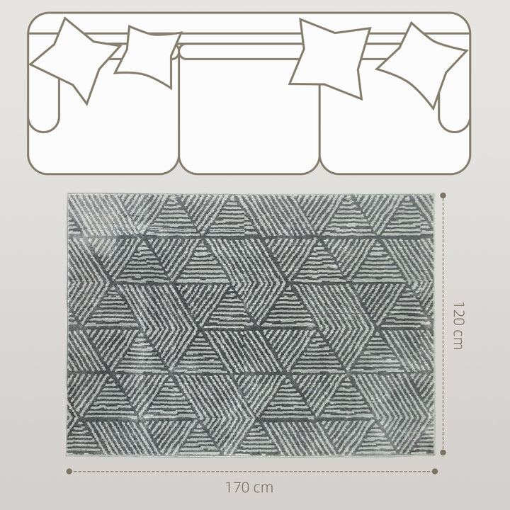 Tapete Sala de Estar 170x120 cm Tapete Lavável na Máquina de Lavar Pelo Curto Estilo Moderno Tapete para Sala de Estar Quarto Sala de Jantar Cinzento Escuro