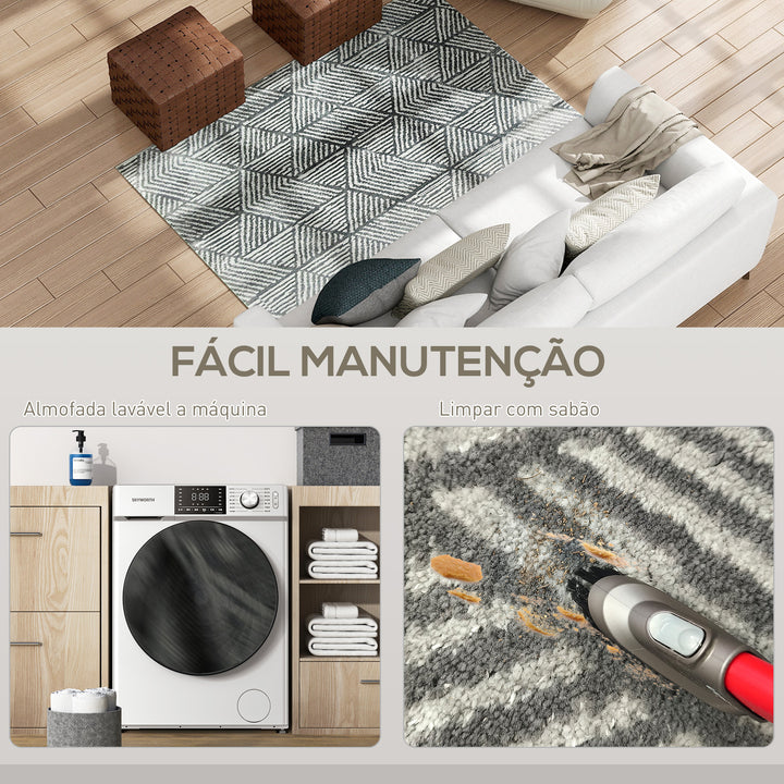 Tapete Sala de Estar 170x120 cm Tapete Lavável na Máquina de Lavar Pelo Curto Estilo Moderno Tapete para Sala de Estar Quarto Sala de Jantar Cinzento Escuro