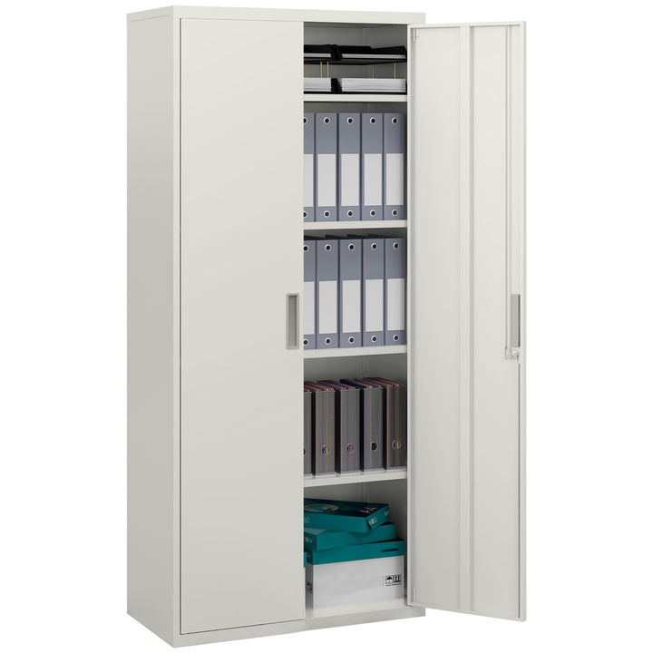 Armário para Arquivos de 5 Níveis com Chaves Prateleiras Ajustáveis Armário de Arquivos Metálico para Escritório Estudio Sala de Estar 80x40x180 cm Branco