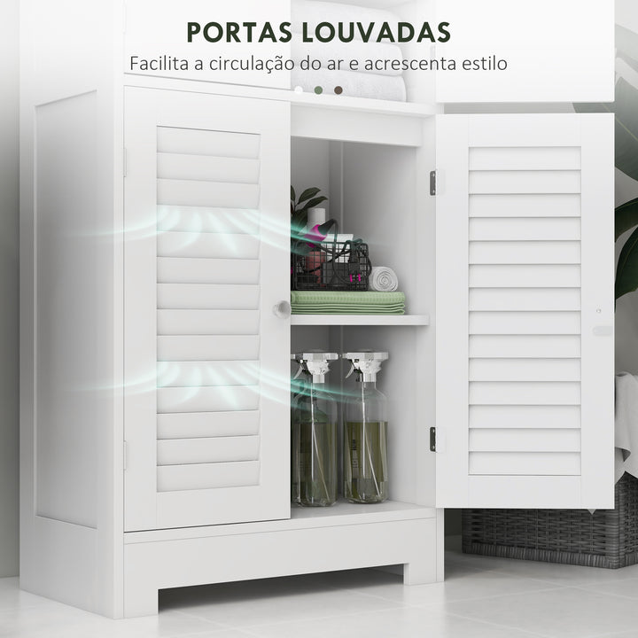 Coluna de Casa de Banho Móvel Auxiliar para Casa de Banho com 6 Portas Prateleiras Ajustáveis Anti-tombo Armário de Casa de Banho Moderno 60x30x170,5 cm Branco