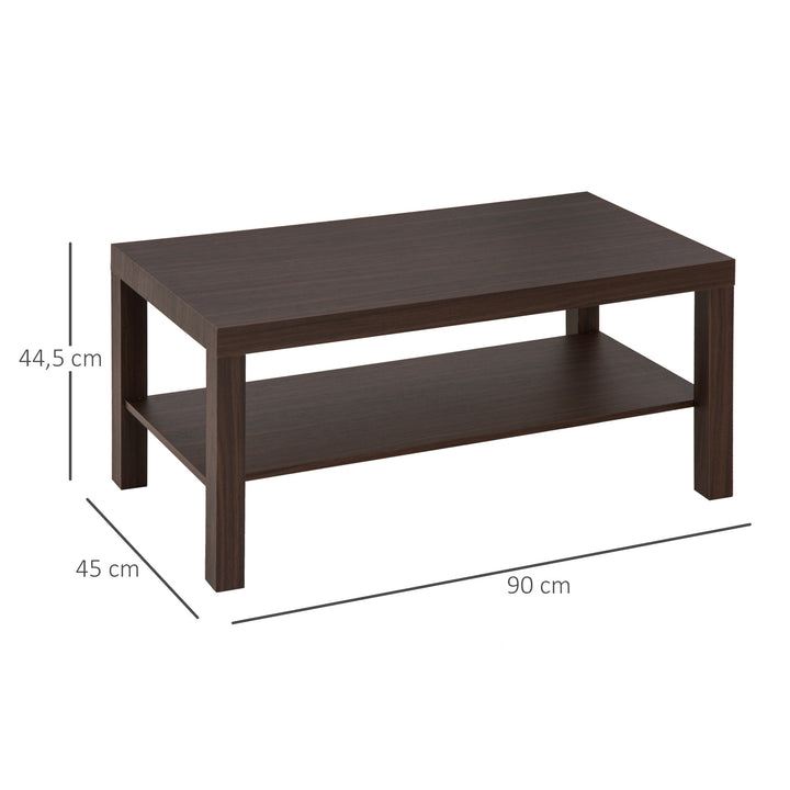 Mesa de Centro mesa de café de 2 níveis 90x45x40,5 cm Cor Nogal