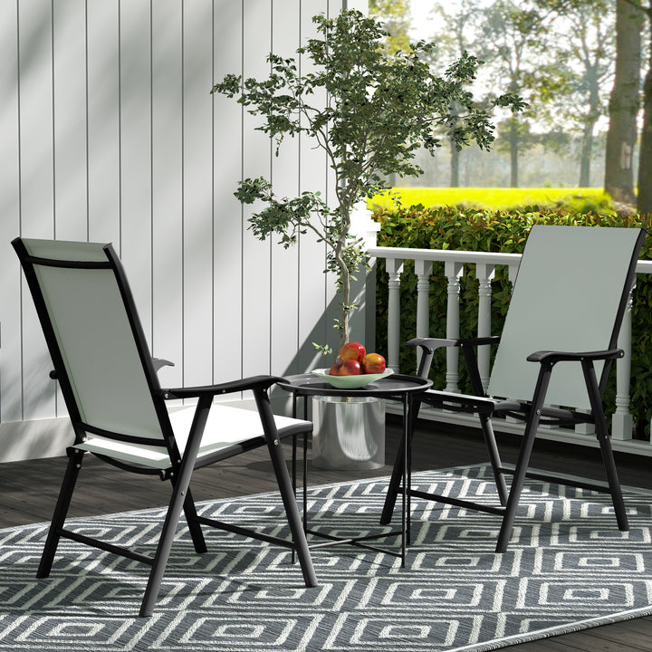 Mesa Auxiliar Redonda Mesa de Jardim com Bandeja Amovível Pés Dobráveis Mesa para Exterior Pátio Ø46x50 cm Preto