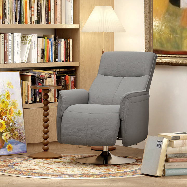 Poltrona de Massagem Elétrica com Apoio para os Pés Poltrona Relax Giratória Reclinável até 135° com Controlo Remoto 10 Pontos de Massagem e Bolso Lateral 68,5x84x110 cm Cinzento