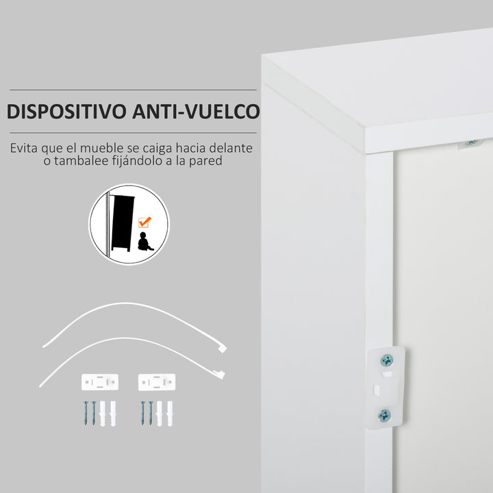 Aparador Auxiliar com 2 Portas 2 Gavetas e Prateleira Ajustável Abertura a Pressão Móvel Organizador de Armazenamento para Dormitório Sala de Estar 79x36x74cm Branco