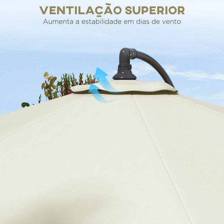 Toldo de Substituição para Chapéu de Sol de 3 m Toldo de Substituição para Chapéu de Sol de Pátio com Ventilação Superior para Exterior Creme