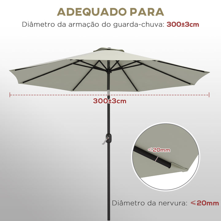 Toldo de Substituição para Chapéu de Sol de 3 m Toldo de Substituição para Chapéu de Sol de Pátio com Ventilação Superior para Exterior Creme