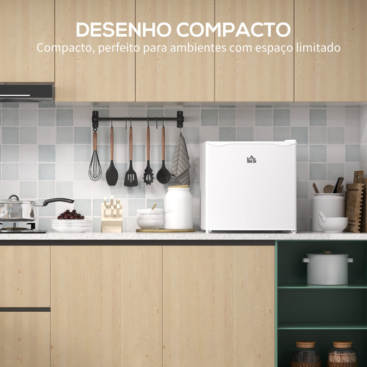 Mini Congelador Vertical 35 L Congelador Pequeno Silencioso com Porta Reversível Temperatura Ajustável e Prateleira Amovível para Casa Escritório 47x44,2x48,8 cm Branco