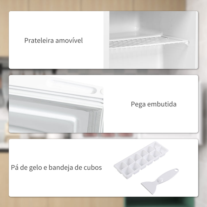 Mini Congelador Vertical 35 L Congelador Pequeno Silencioso com Porta Reversível Temperatura Ajustável e Prateleira Amovível para Casa Escritório 47x44,2x48,8 cm Branco