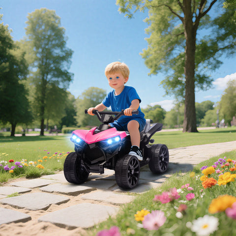 Quadriciclo Elétrico para Crianças 6 V Quadriciclo para Crianças de 3-8 Anos com Velocidade até 3?km/h Faróis e Música 70x42x45 cm Rosa