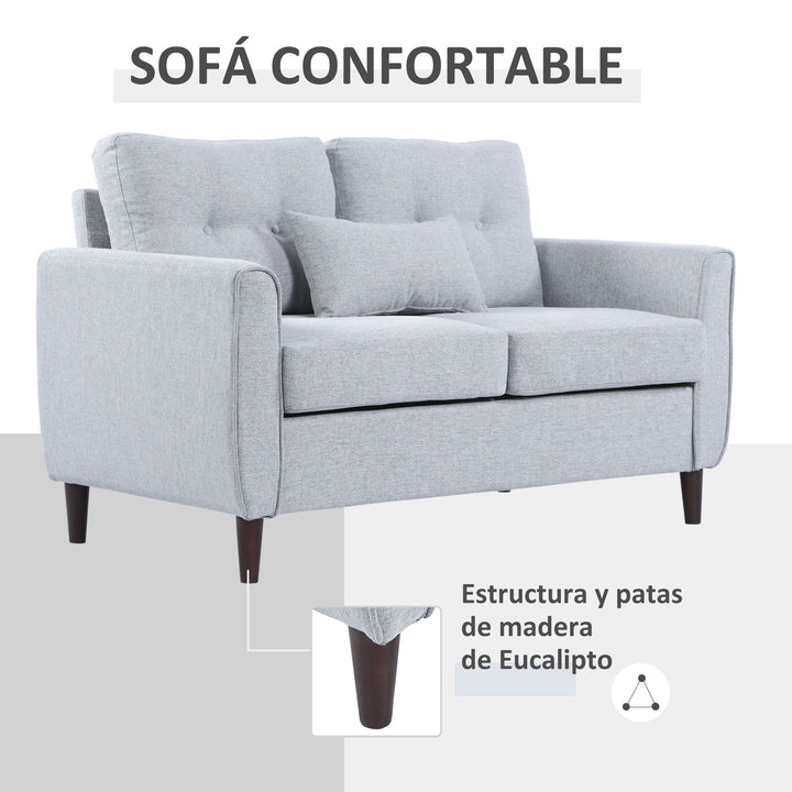 Sofá de 2 lugares Poltrona de dois lugares para sala de estar com almofadas e assento acolchoado fronha lavável 140x78x83 cm cinza claro